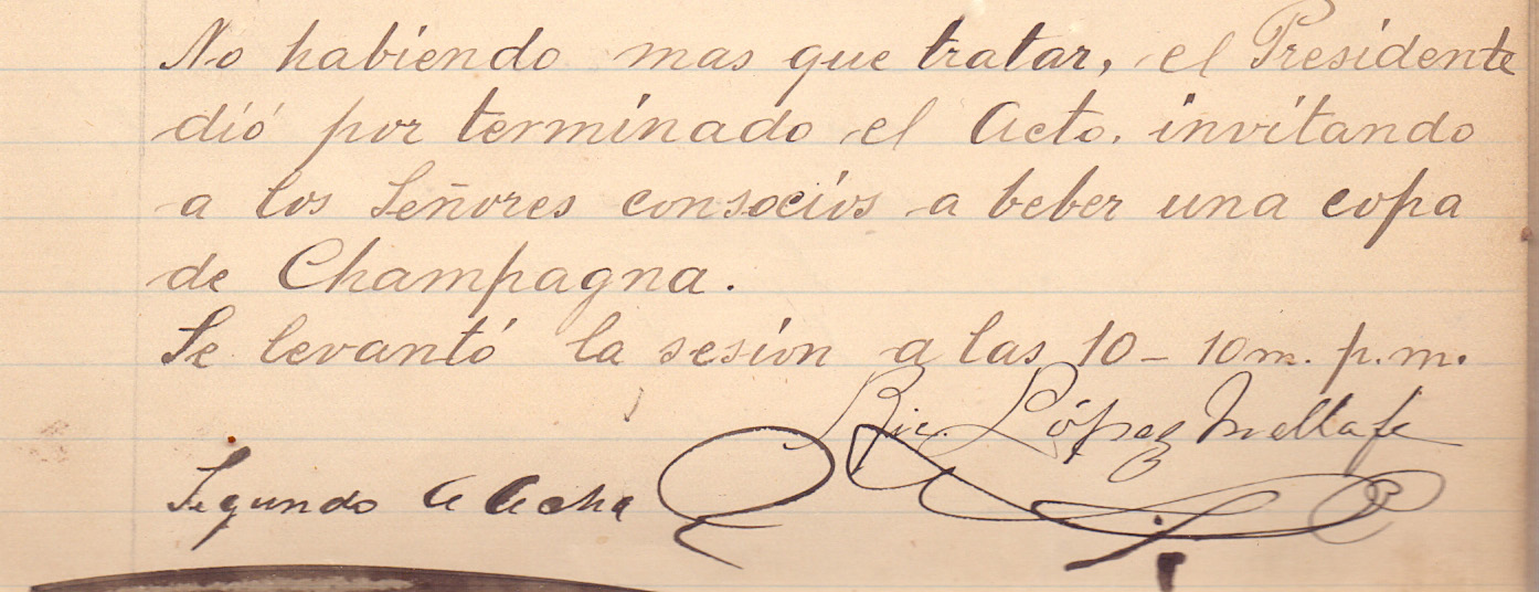 Primer Aniversario de la SMSM, Final Celebración, 7 de enero 1895.