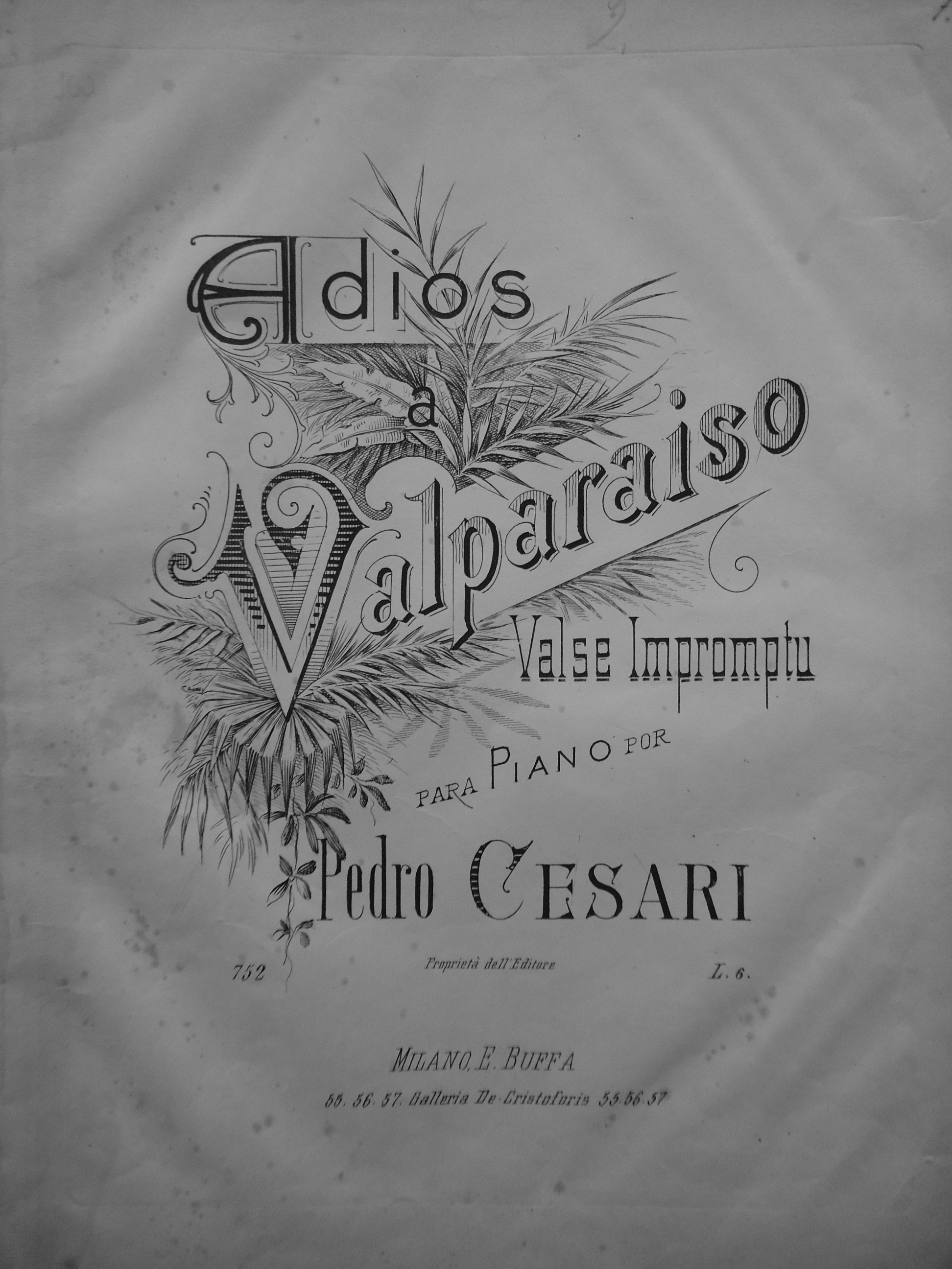 Pedro Césari y la Sociedad Musical de Socorros Mútuos de Valparaíso