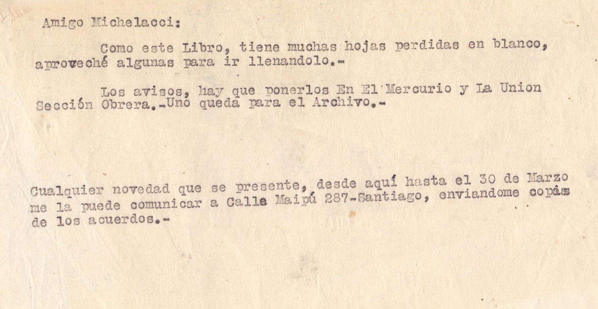 Nota a Michelacchi ca. 1959