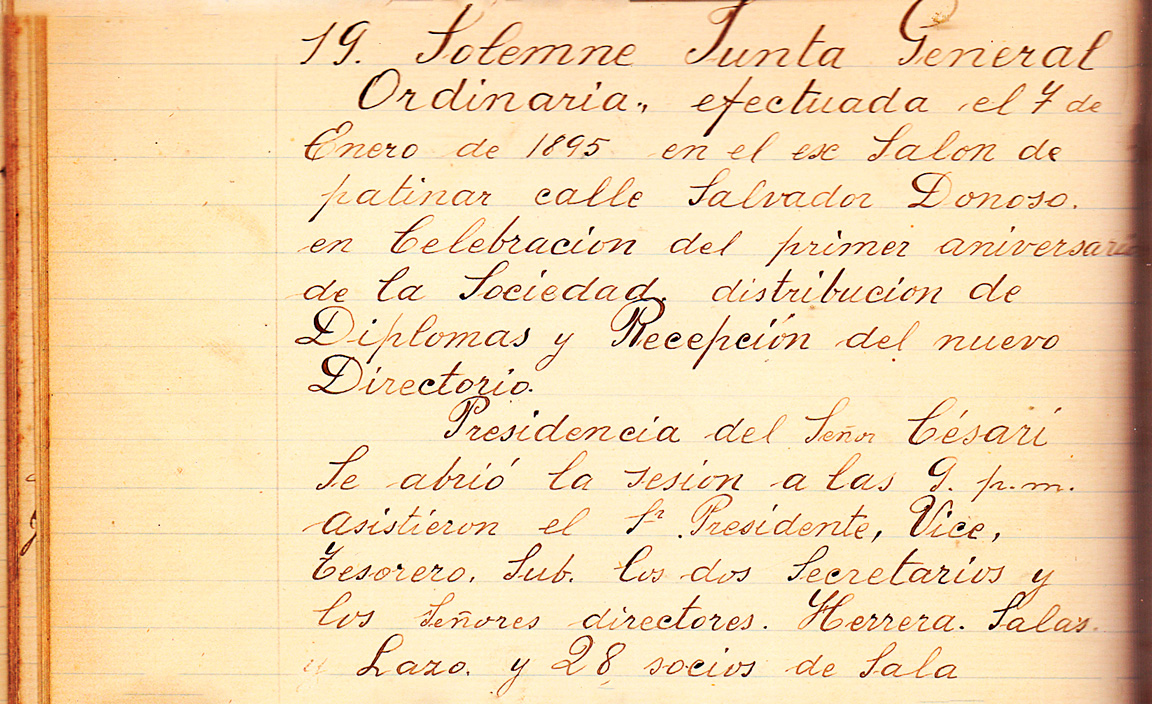 Primer Aniversario Acta – 7 de enero de 1895